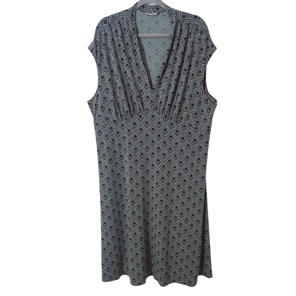 London Times Plus Size Blue and Brown Print Dress Size 22W Wedding Guest Dress